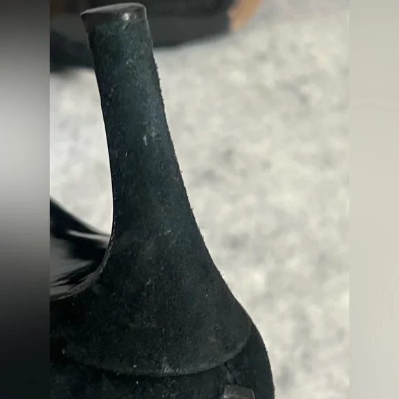 VTG*Salvatore Ferragamo Nero Suede/Leather Patchwork Pumps~7.5B~square toes - Picture 16 of 16